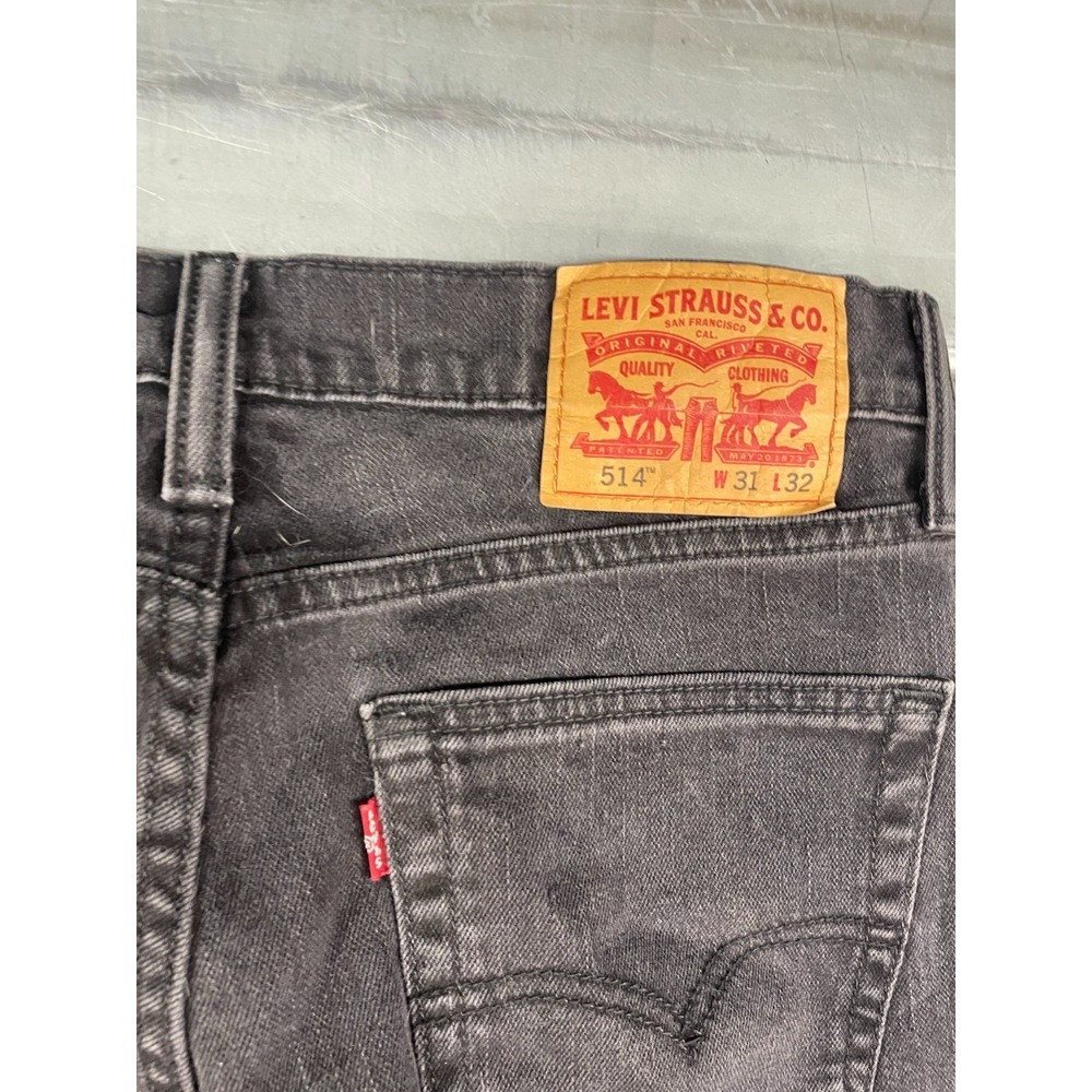 Levis 514 Jeans Mens 31x31 Black Wash Denim Slim Straight - Picture 15 of 16